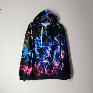 Unisex Colorful Graphic Smoke Art Pattern Pullover Hoodie 3D Print Long slv XL